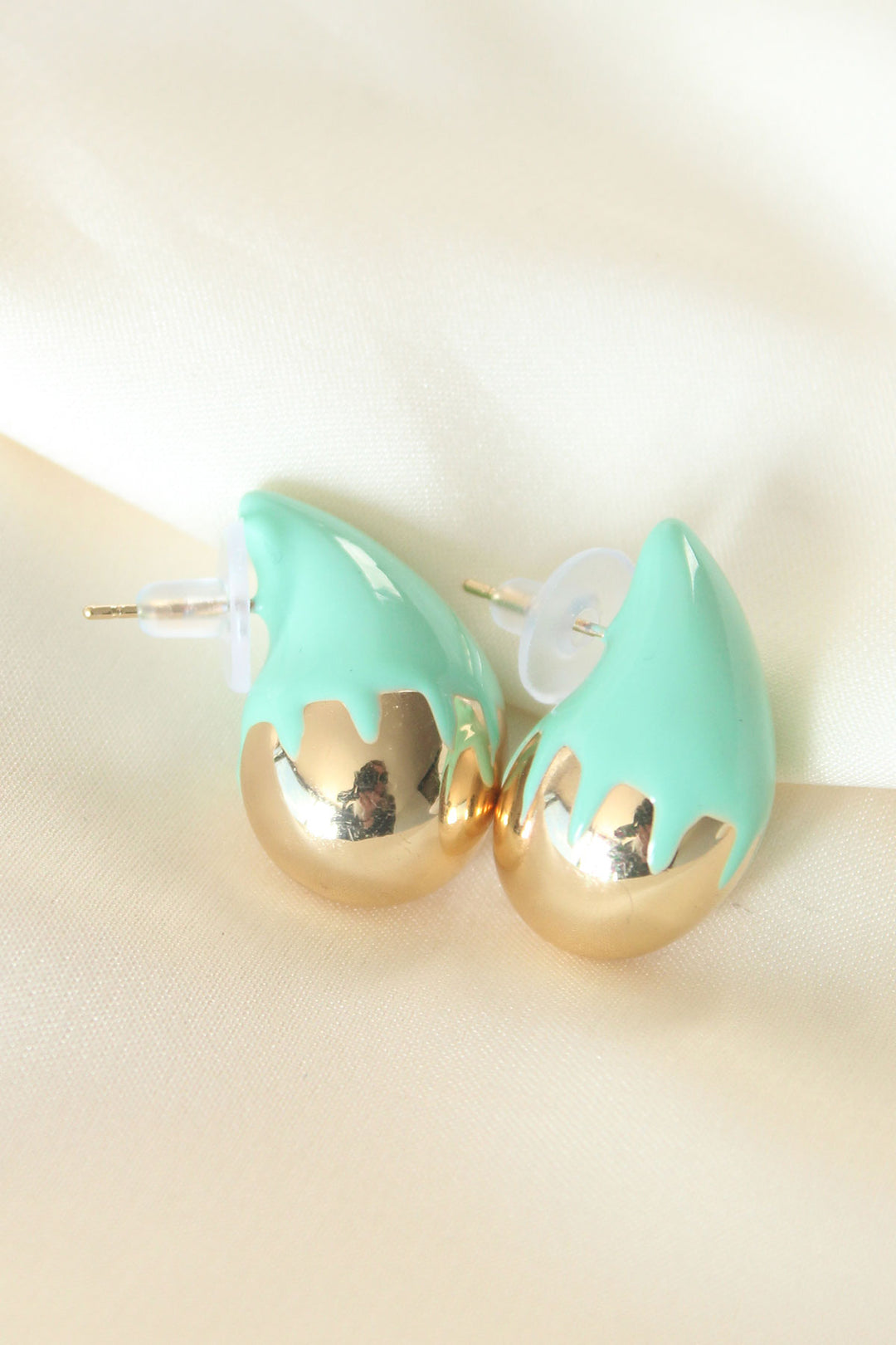 EBJ Minimal Turquoise Enamel Double Color Drop Earrings - East Brunswick