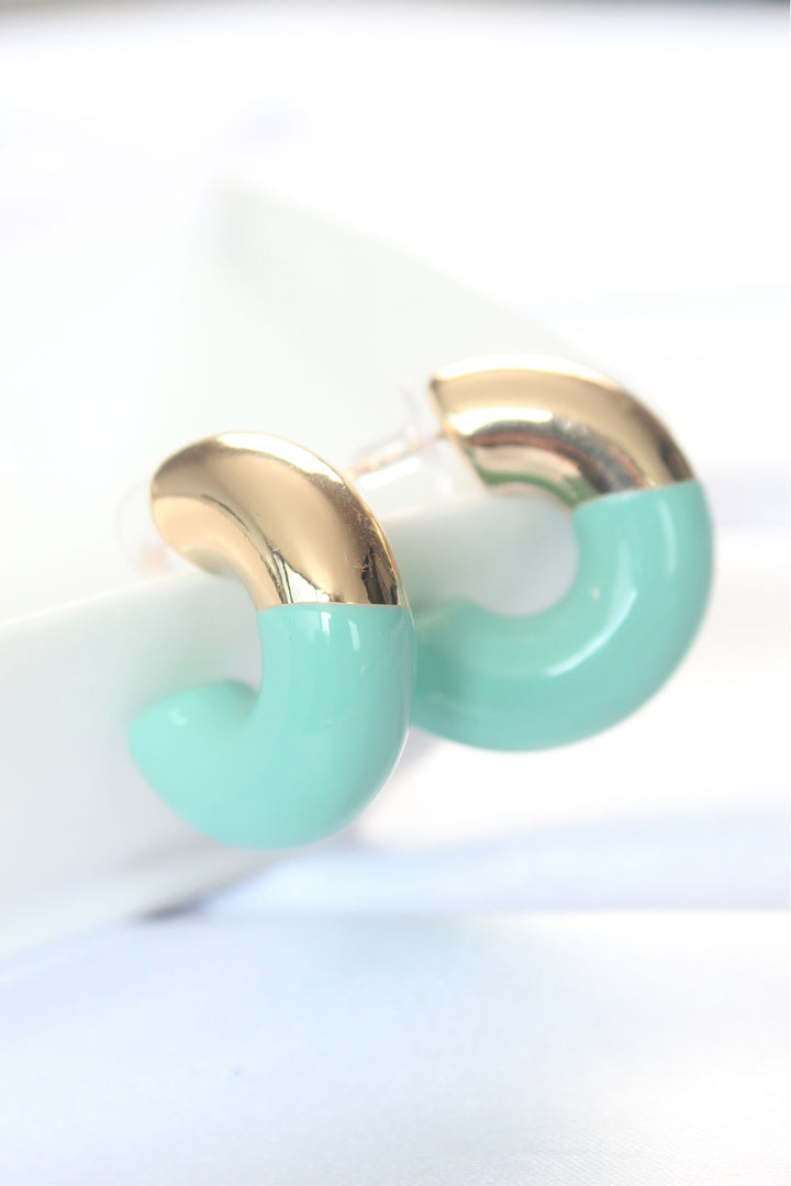 EBJ CCB Turquoise Gold Two-Tone Earrings - Burleson