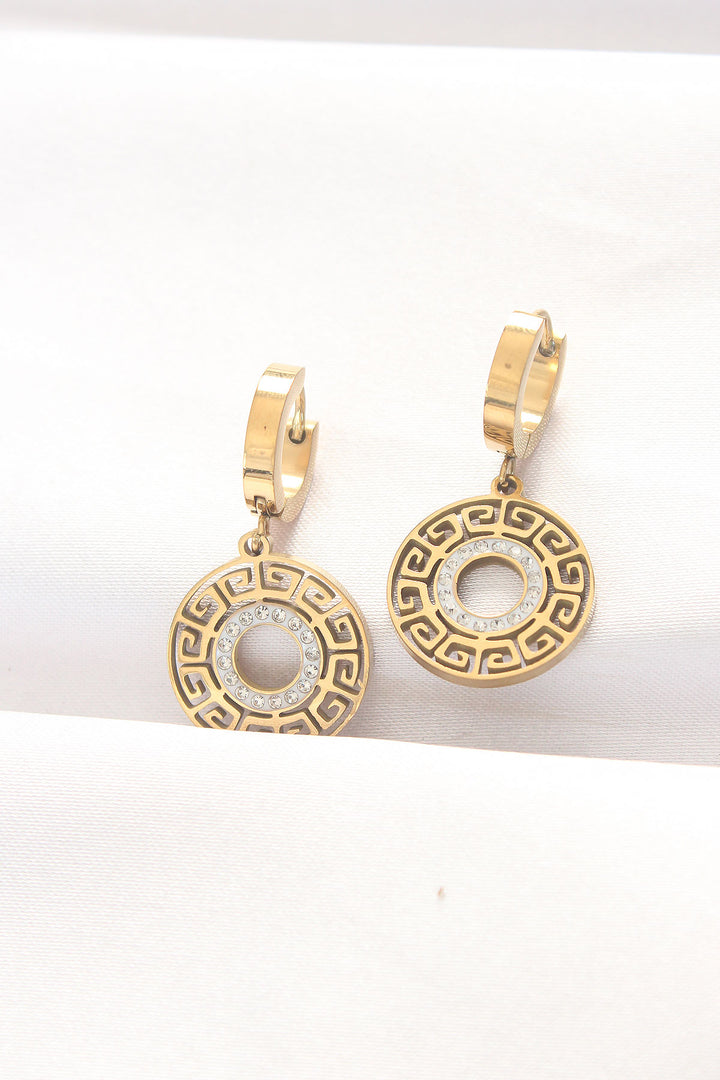 EBJ Gold Color Stone Embellished Oval Earrings - Cantù