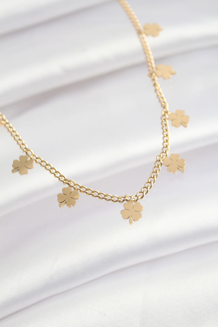 EBJ 316L Steel Gold Color Multi Clover Design Necklace - Lluchmayor