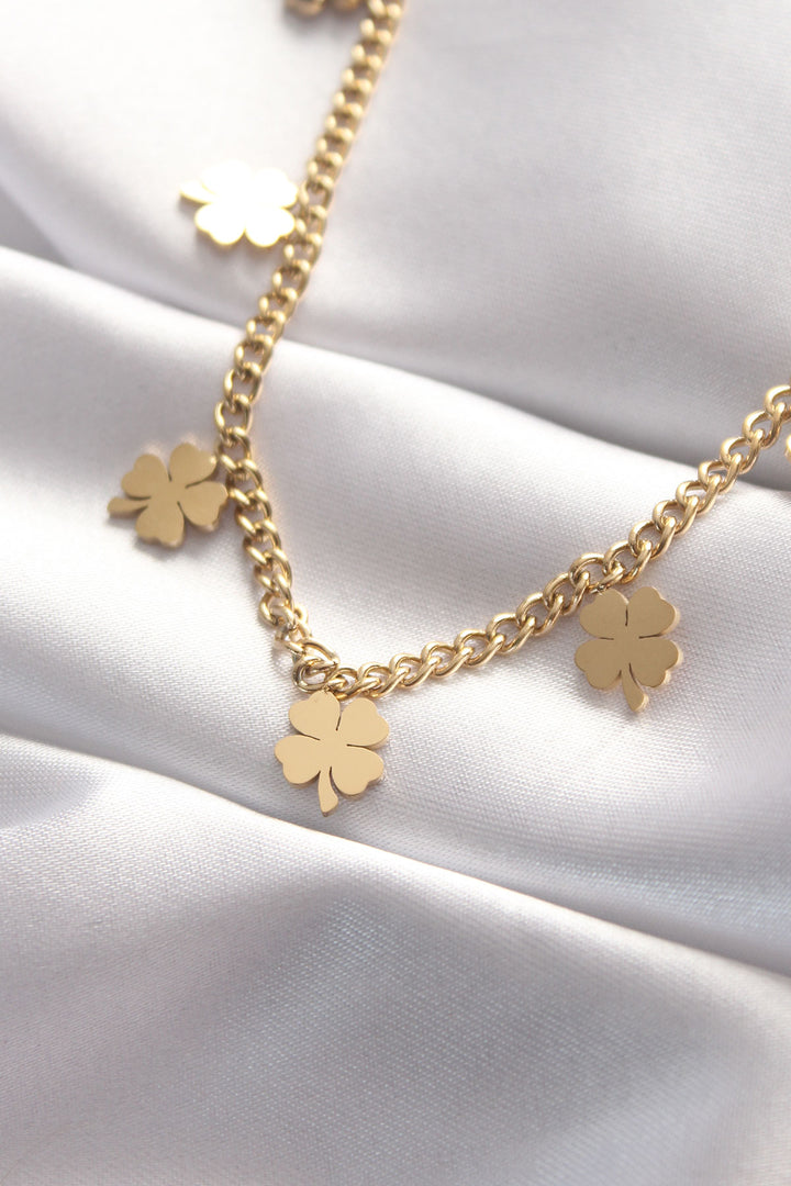 EBJ 316L Steel Gold Color Multi Clover Design Necklace - Lluchmayor