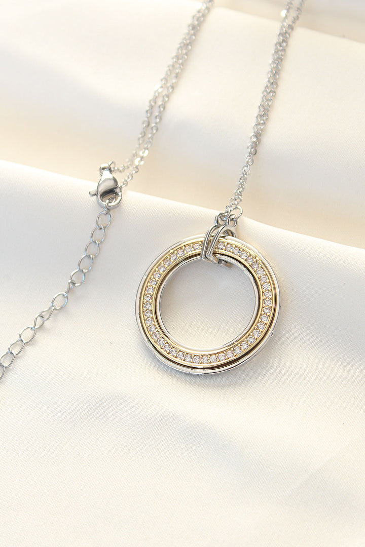 EBJ 316L Stainless Steel Zircon Stone Two-Tone Tiffany Necklace - Jacona de Plancarte
