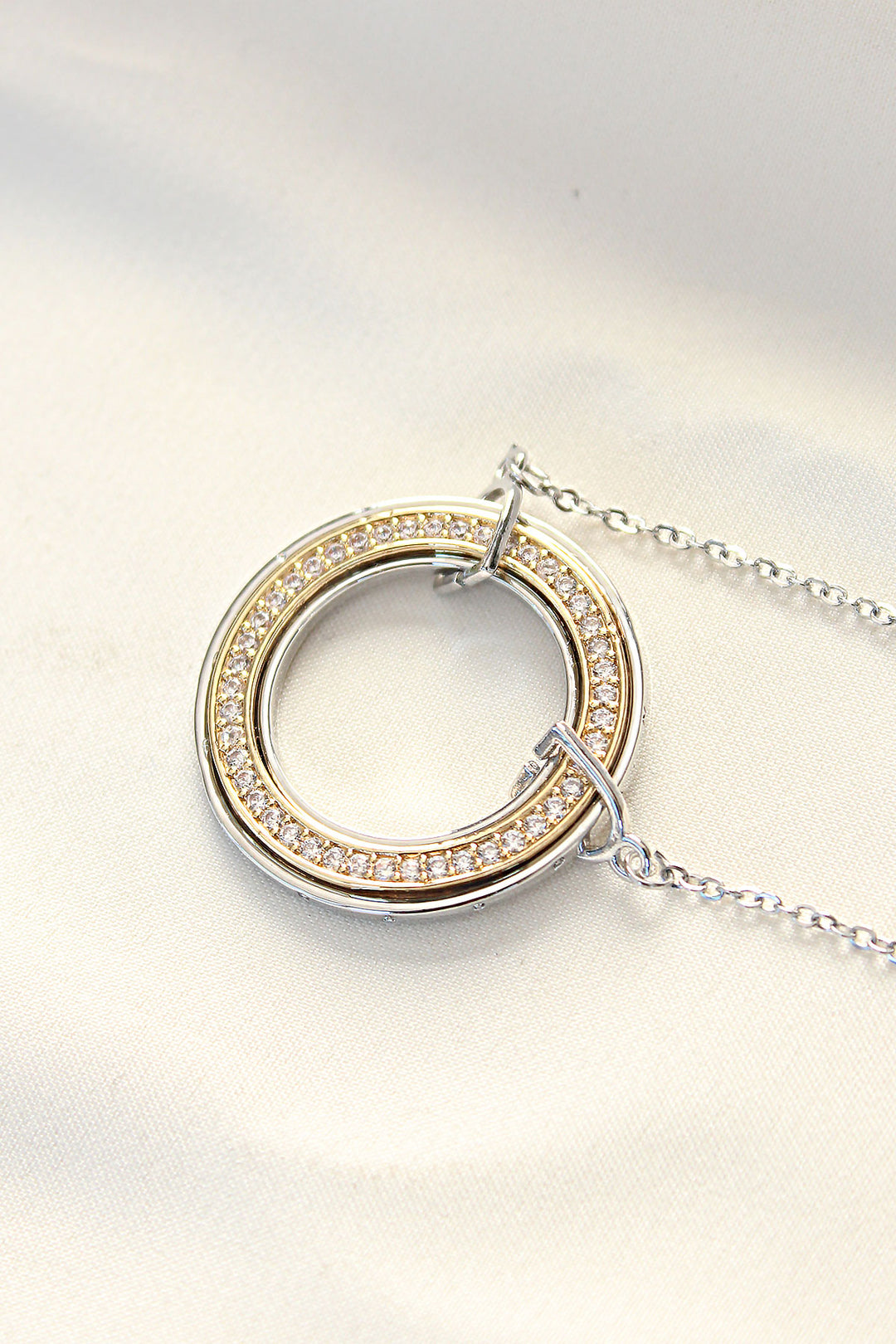 EBJ 316L Stainless Steel Zircon Stone Two-Tone Tiffany Necklace - Jacona de Plancarte