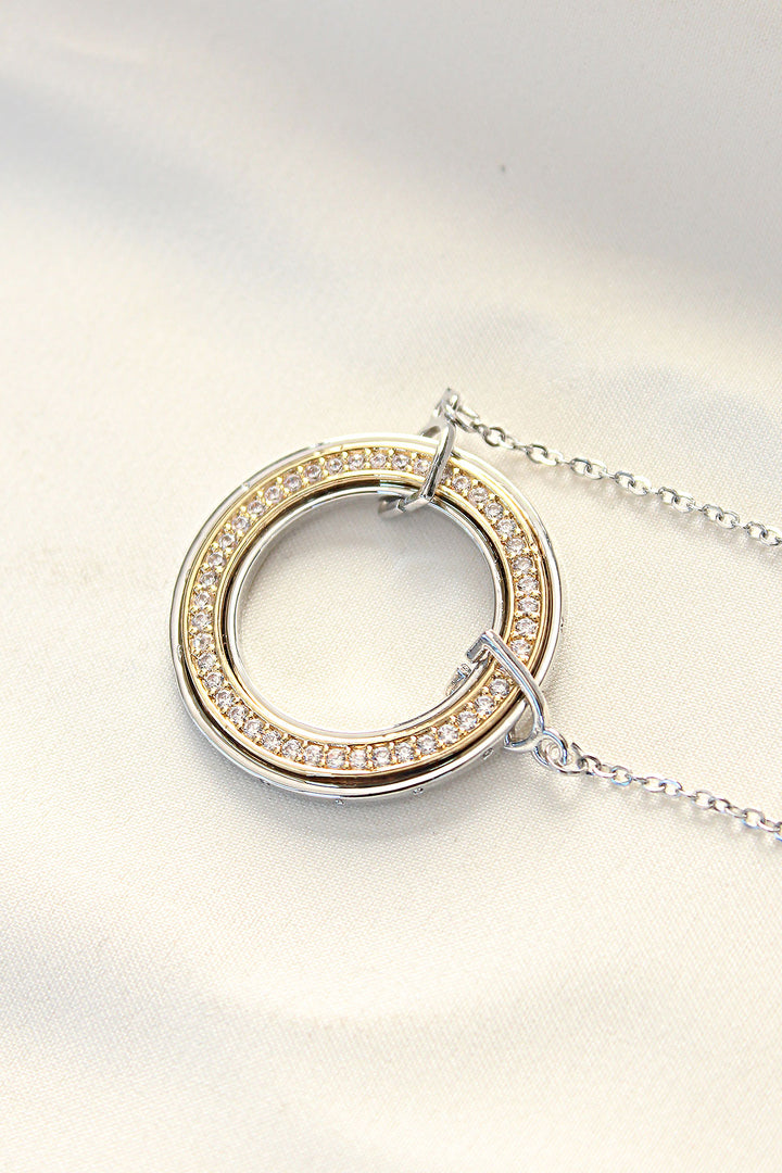 EBJ 316L Stainless Steel Zircon Stone Two-Tone Tiffany Necklace - Jacona de Plancarte