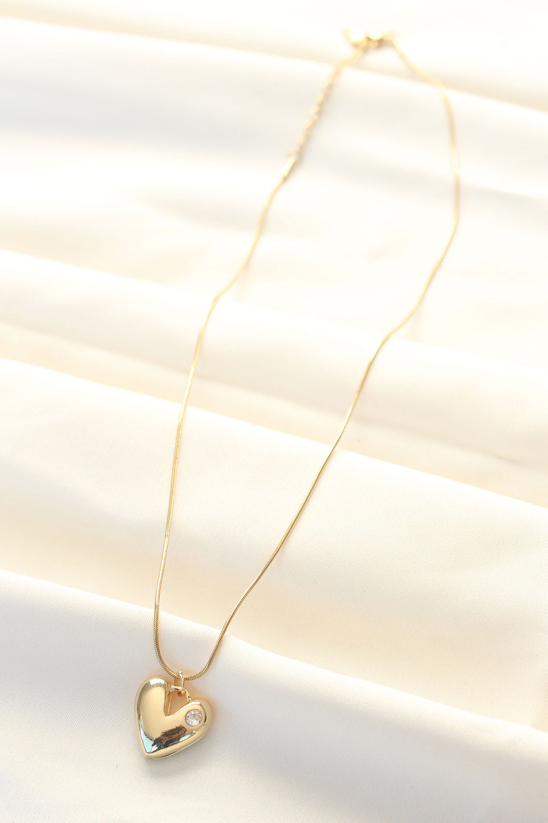 EBJ 316L Steel Gold Color Single Stone Heart Necklace - Ourém
