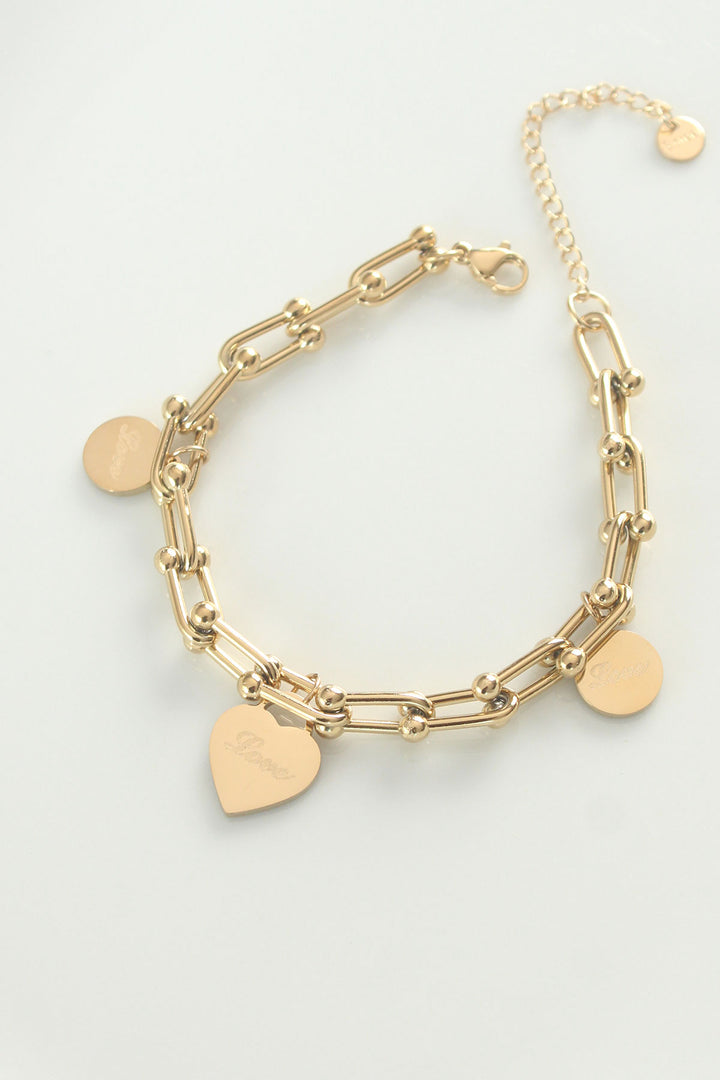 EBJ 316L Steel Gold Color Heart Figure Tiffany Chain Bracelet - Madison