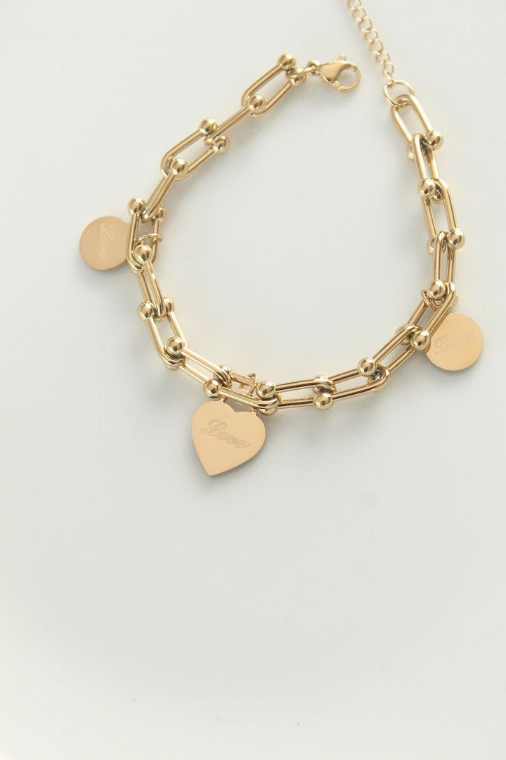 EBJ 316L Steel Gold Color Heart Figure Tiffany Chain Bracelet - Madison