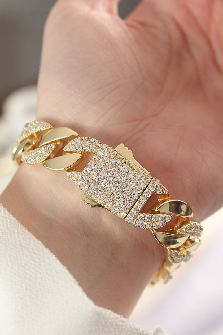 EBJ Vip Series Gold Color Gourmet Bracelet with Rice Zircon Stone - Pärnu