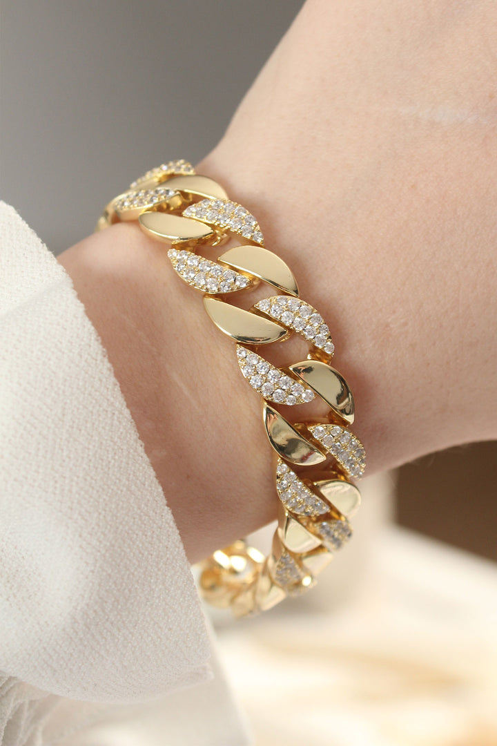 EBJ Vip Series Gold Color Gourmet Bracelet with Rice Zircon Stone - Pärnu
