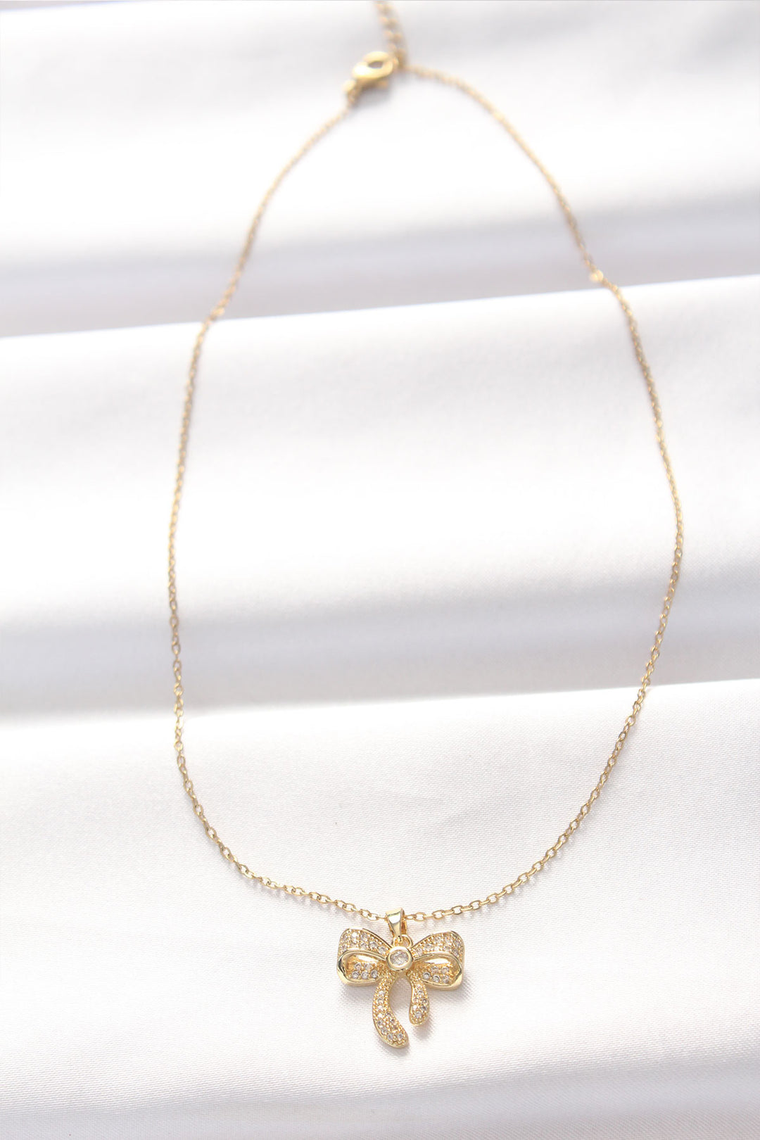 EBJ 316L Steel Gold Color Zircon Stone Bow Necklace - Lübeck