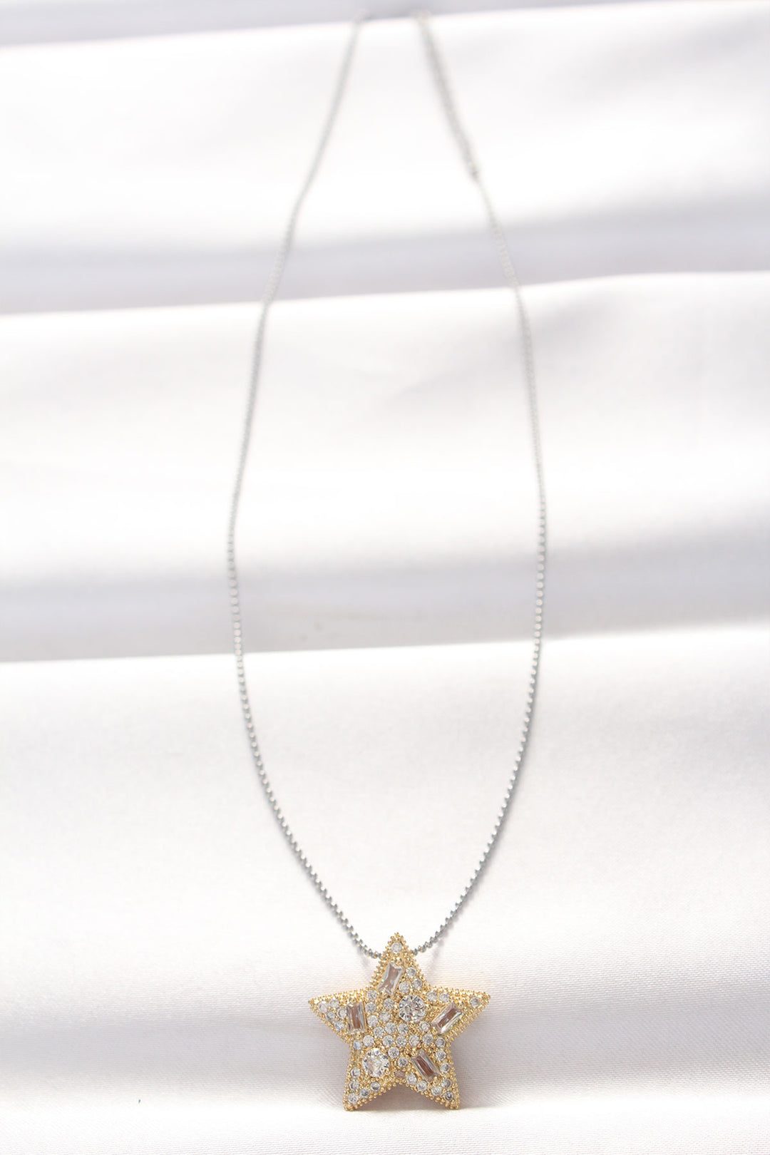 EBJ 316L Stainless Steel Two-Tone Star Necklace with Zircon Stone - Cortlandt