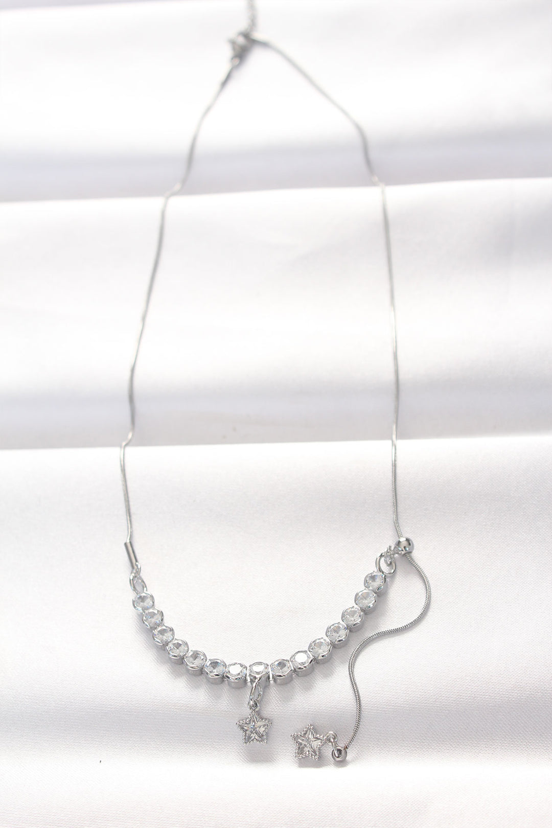 EBJ 316L Stainless Steel Silver Color Zircon Stone Minimal Star Necklace - Huebampo