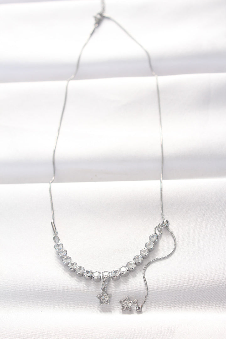 EBJ 316L Stainless Steel Silver Color Zircon Stone Minimal Star Necklace - Huebampo