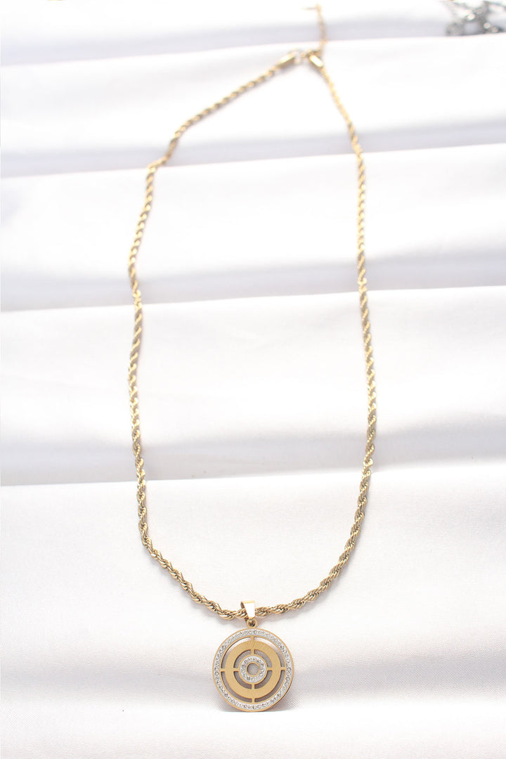 EBJ 316L Stainless Steel Gold Color Zircon Stone Twisted Chain Necklace - Raalte