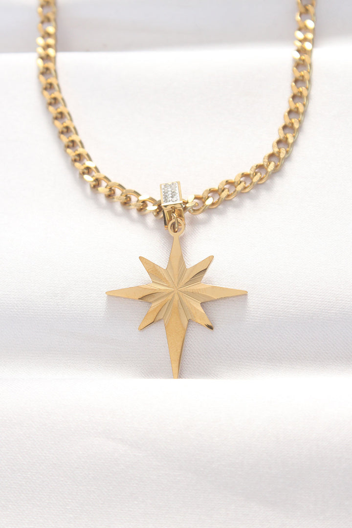 EBJ 316L Steel Black Enamel Gold Color North Star Necklace - Erkrath