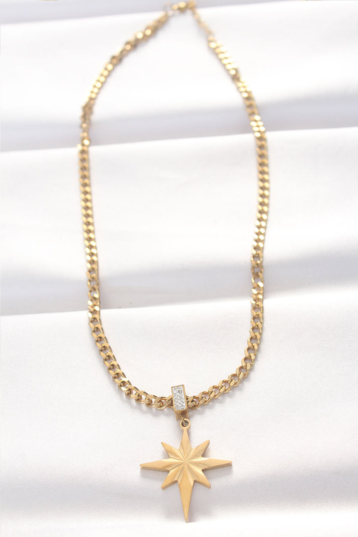 EBJ 316L Steel Black Enamel Gold Color North Star Necklace - Erkrath