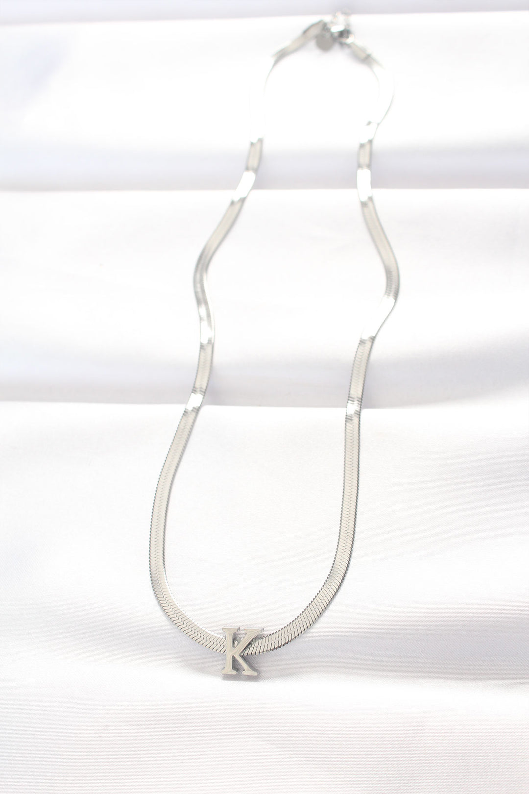 EBJ 316L Steel K Letter Silver Color Italian Chain Necklace - Chicoloapan