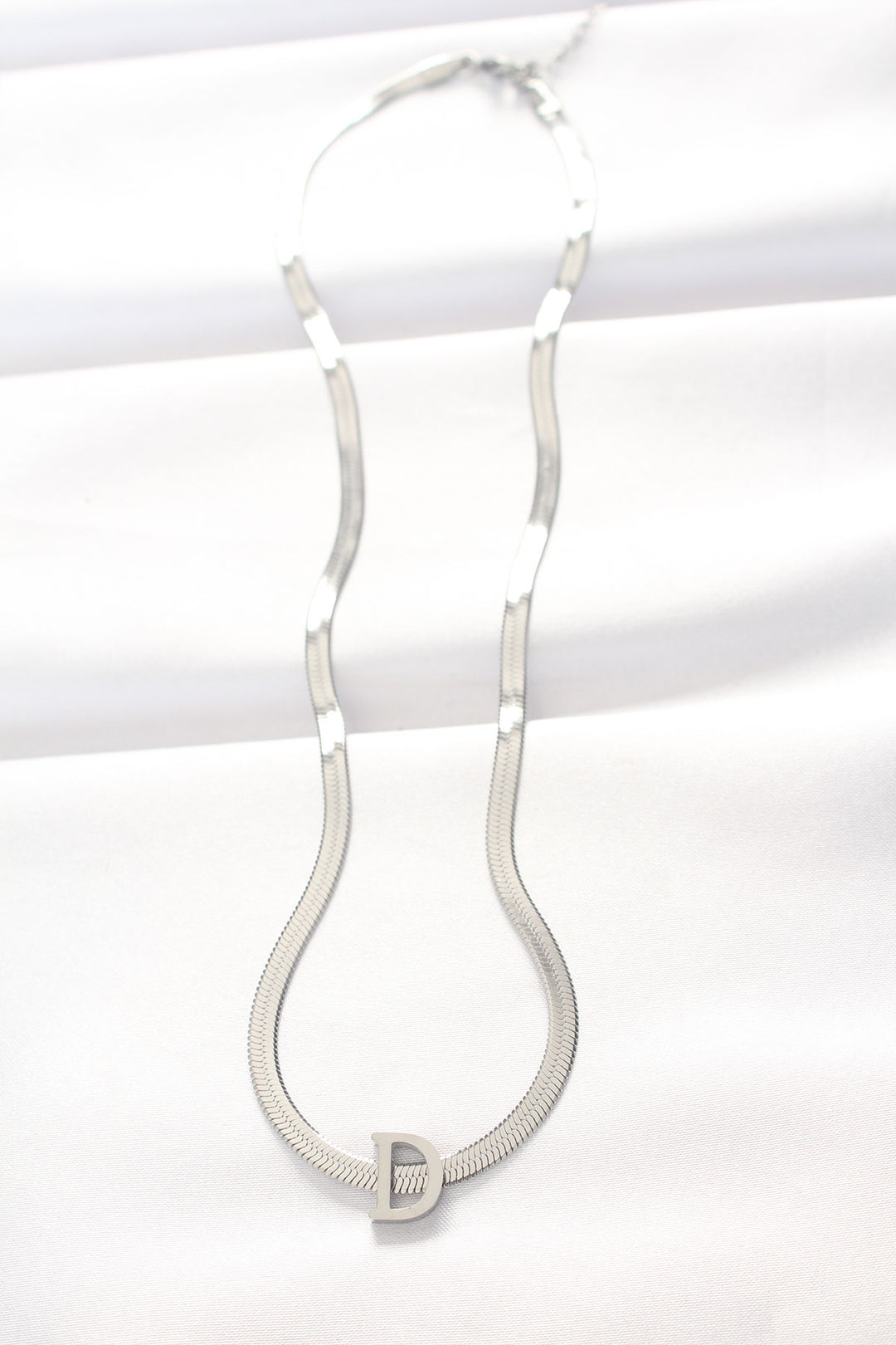 EBJ 316L Steel D Letter Silver Color Italian Chain Necklace - Metz