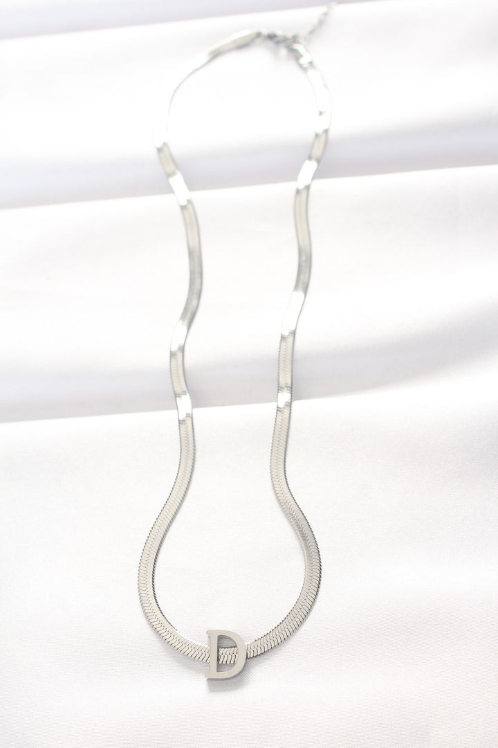 EBJ 316L Steel D Letter Silver Color Italian Chain Necklace - Metz