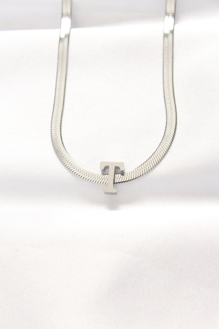 EBJ 316L Steel T Letter Silver Color Italian Chain Necklace - Calais