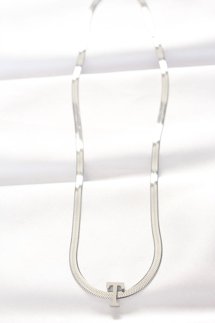 EBJ 316L Steel T Letter Silver Color Italian Chain Necklace - Calais