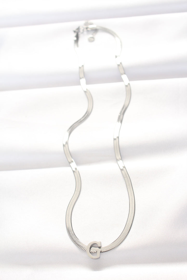 EBJ 316L Steel G Letter Silver Color Italian Chain Necklace - Modena