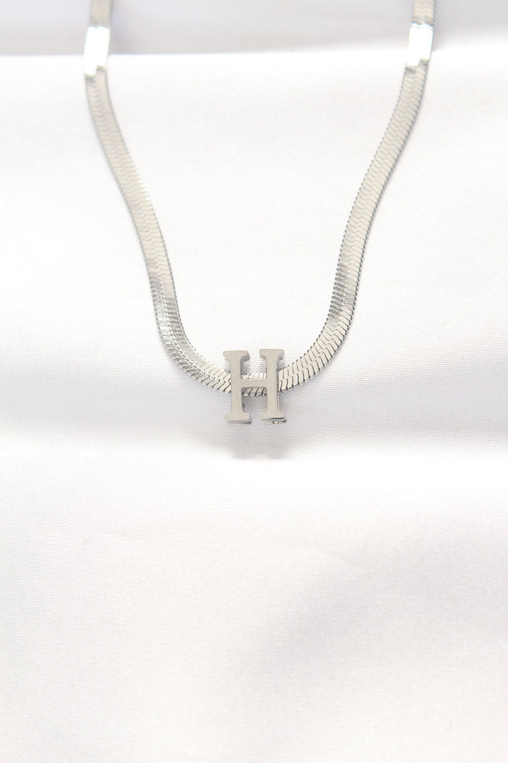 EBJ 316L Steel H Letter Silver Color Italian Chain Necklace - Échirolles