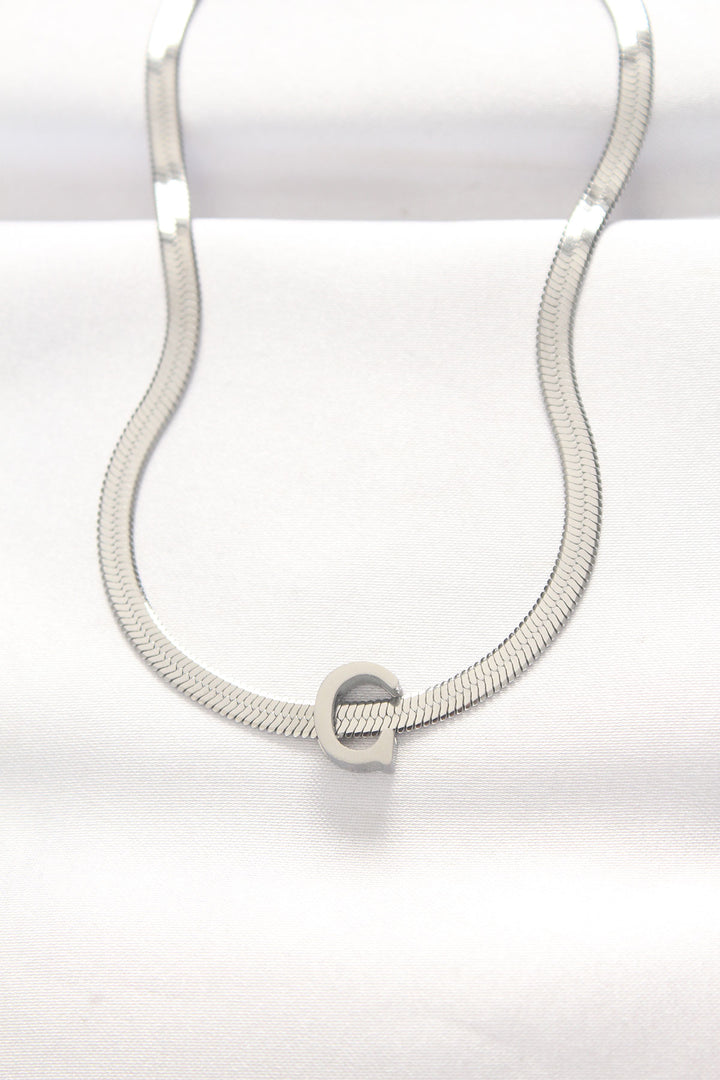 EBJ 316L Steel C Letter Silver Color Italian Chain Necklace - Spring