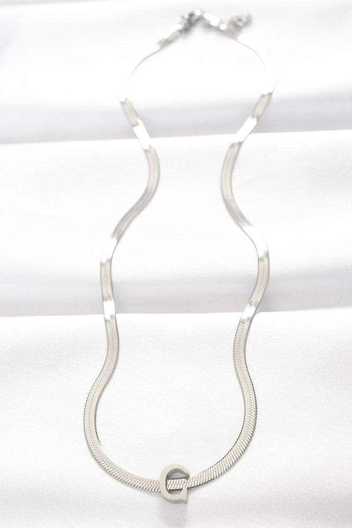 EBJ 316L Steel C Letter Silver Color Italian Chain Necklace - Spring