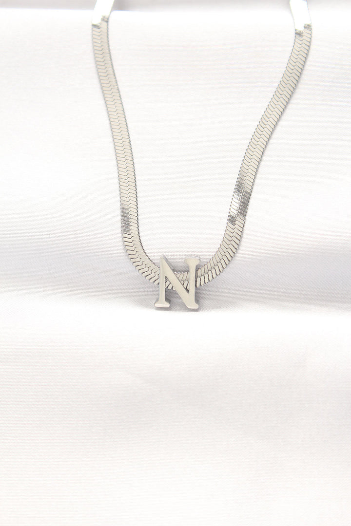 EBJ 316L Steel N Letter Silver Color Italian Chain Necklace - San Cugat del Vallés