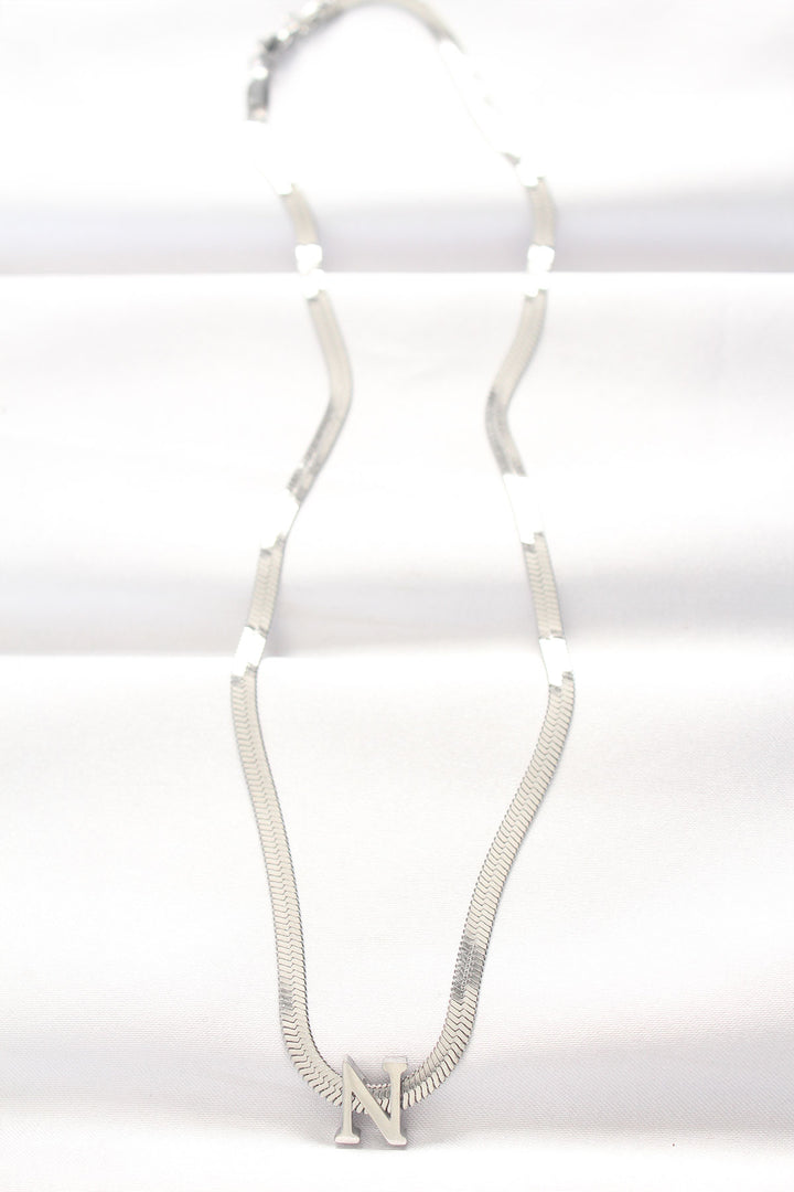 EBJ 316L Steel N Letter Silver Color Italian Chain Necklace - San Cugat del Vallés
