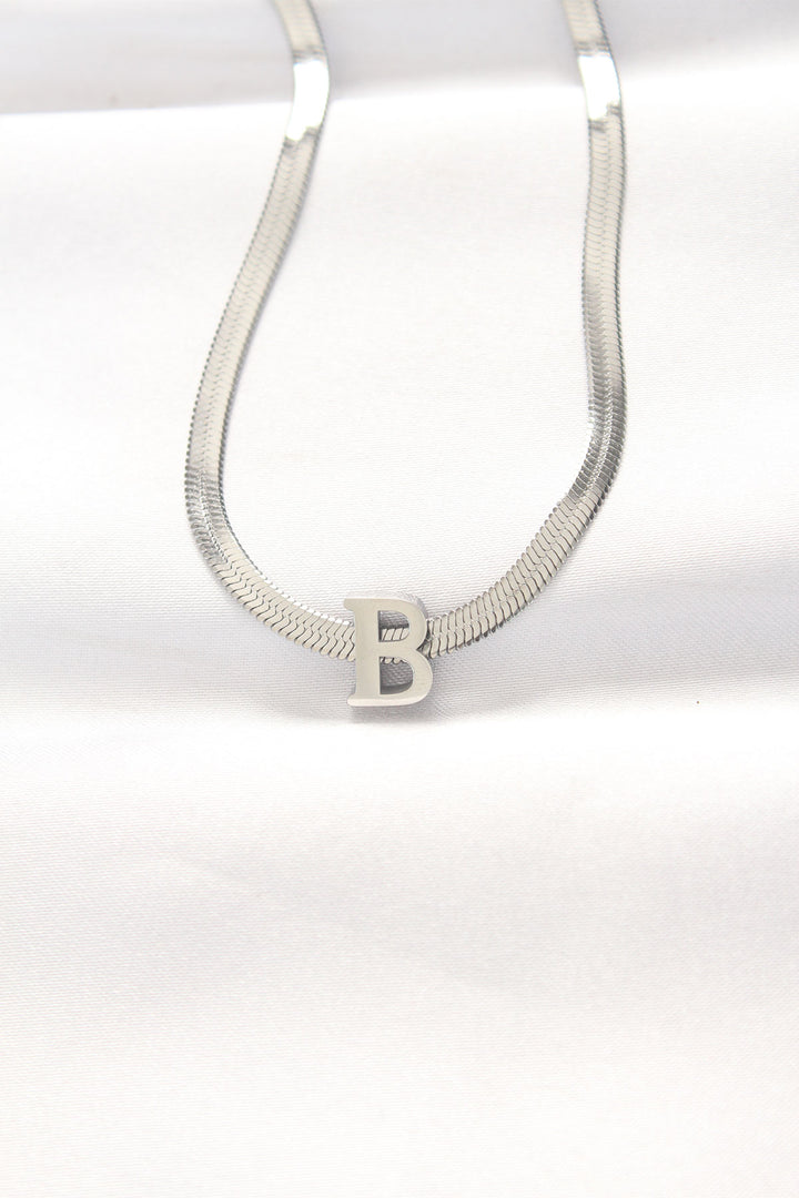 EBJ 316L Steel B Letter Silver Color Italian Chain Necklace - Nelson