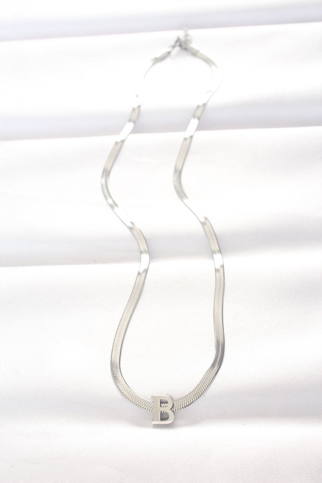 EBJ 316L Steel B Letter Silver Color Italian Chain Necklace - Nelson