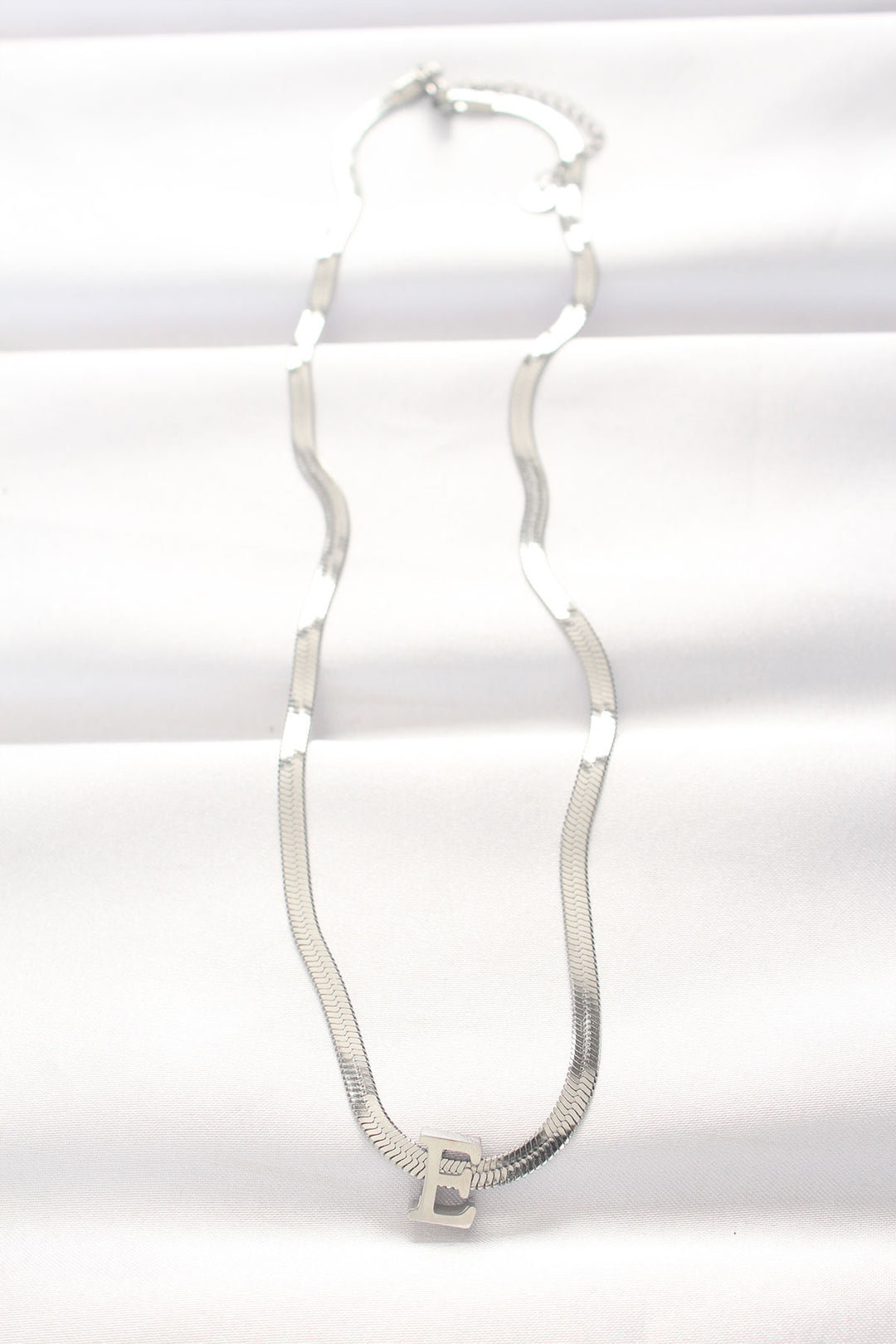 EBJ 316L Steel E Letter Silver Color Italian Chain Necklace - Chiapa de Corzo
