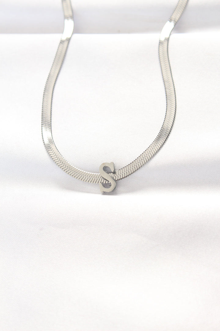 EBJ 316L Steel S Letter Silver Color Italian Chain Necklace - Lleida