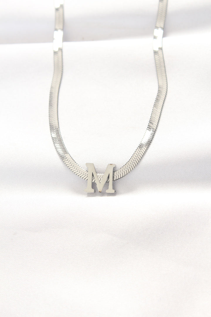 EBJ 316L Steel M Letter Silver Color Italian Chain Necklace - Carini