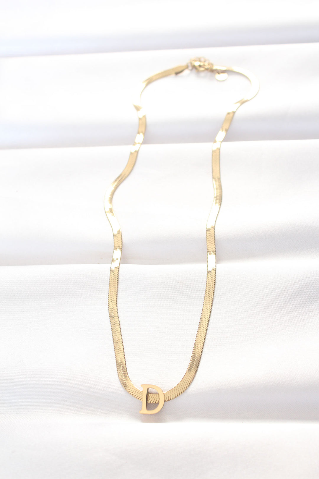 EBJ 316L Steel D Letter Gold Color Italian Chain Necklace - Lecco