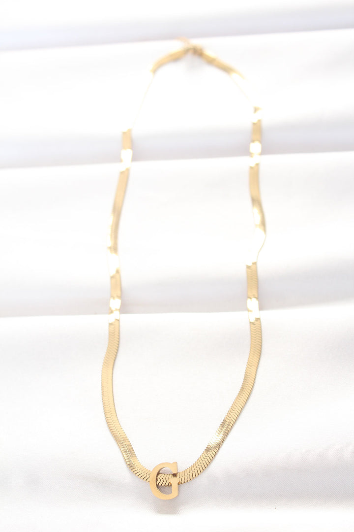 EBJ 316L Steel G Letter Gold Color Italian Chain Necklace - San Luis Obispo