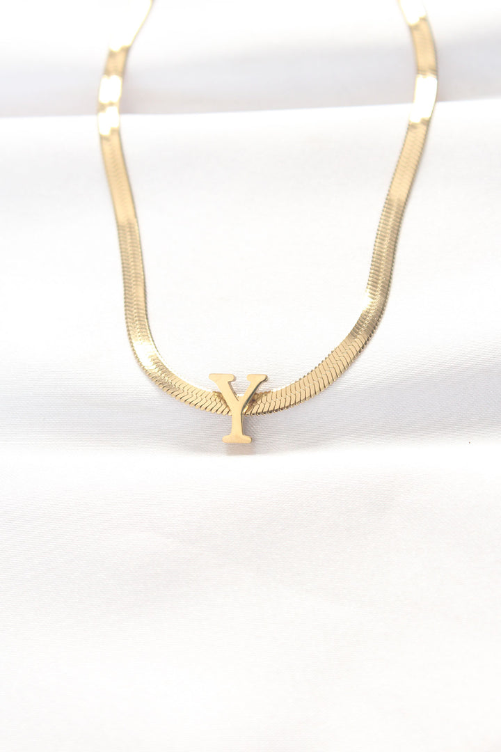 EBJ 316L Steel Y Letter Gold Color Italian Chain Necklace - Città di Castello