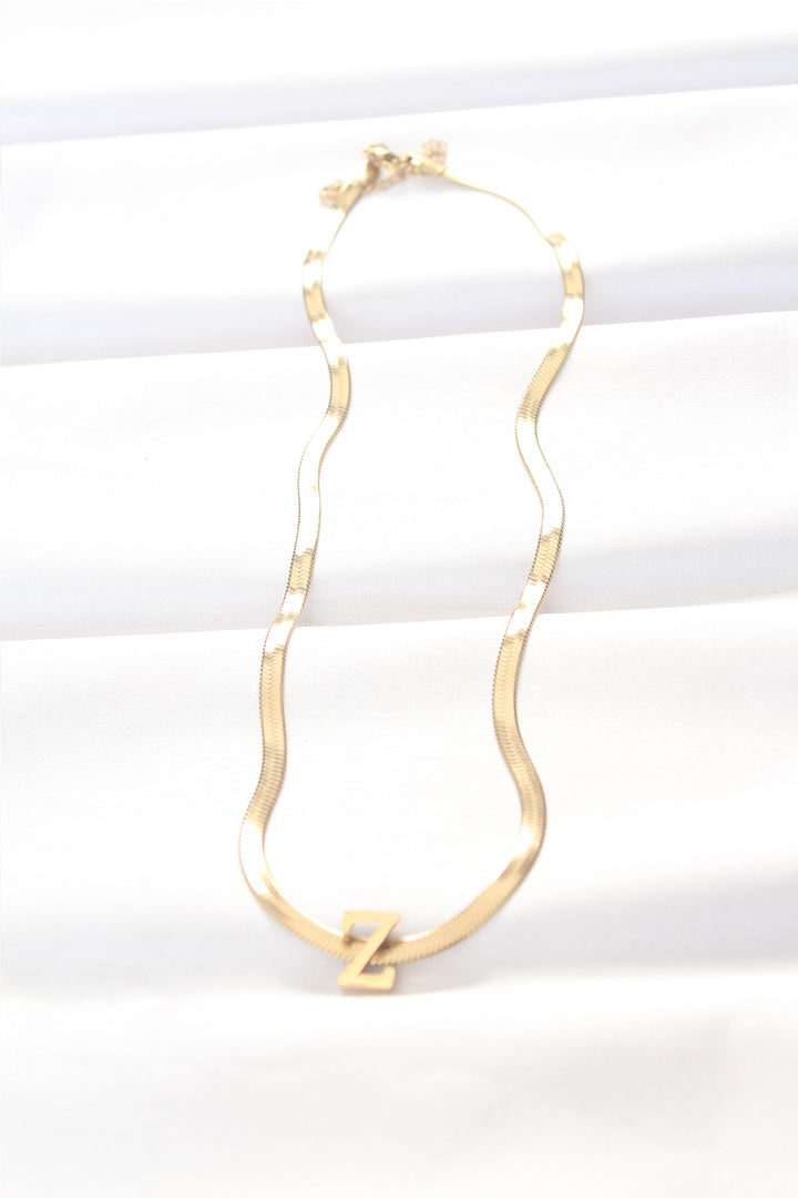 EBJ 316L Steel Z Letter Gold Color Italian Chain Necklace - Anzio