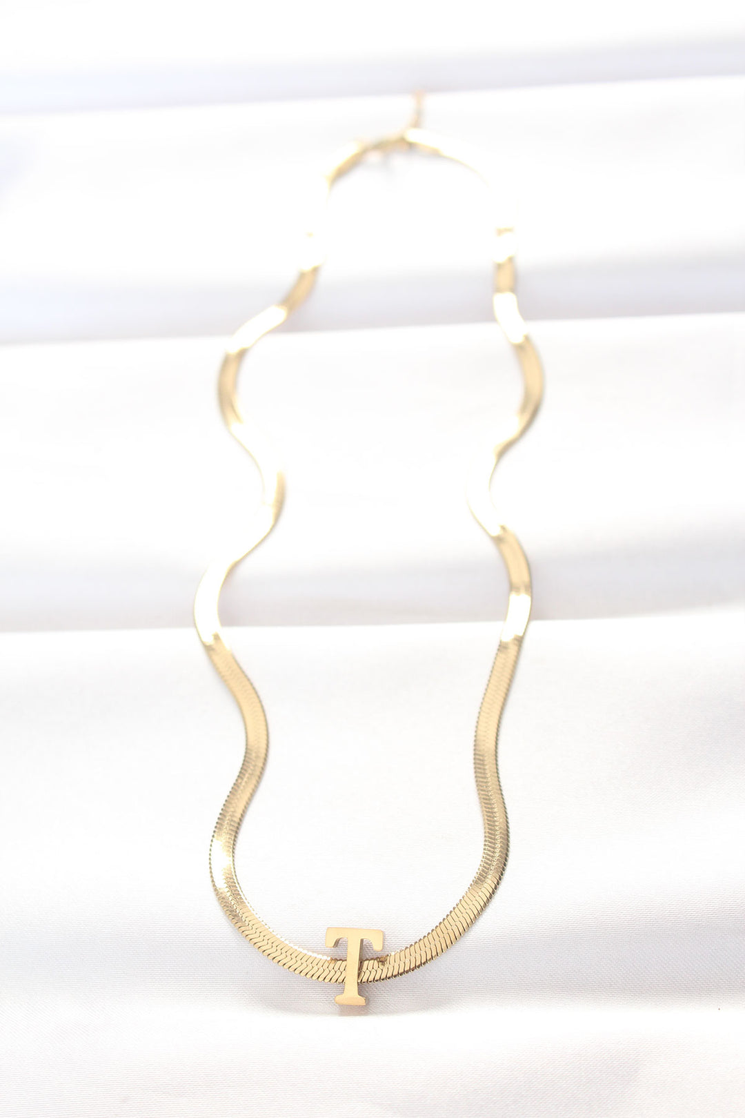EBJ 316L Steel T Letter Gold Color Italian Chain Necklace - Svitlovodsk