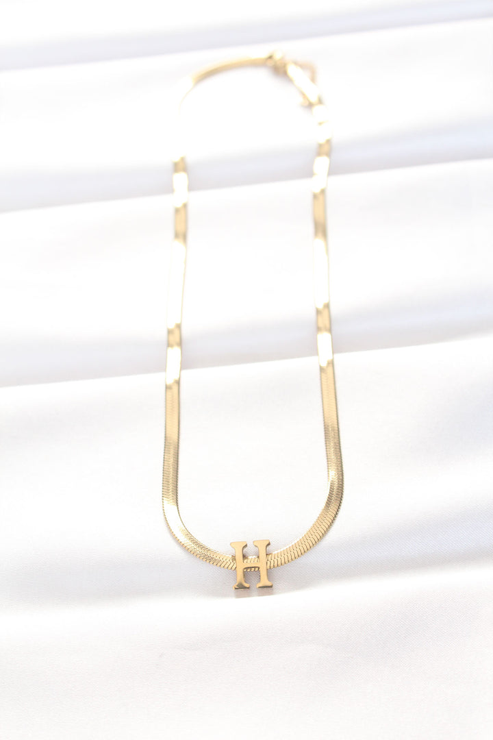 EBJ 316L Steel H Letter Gold Color Italian Chain Necklace - Mission