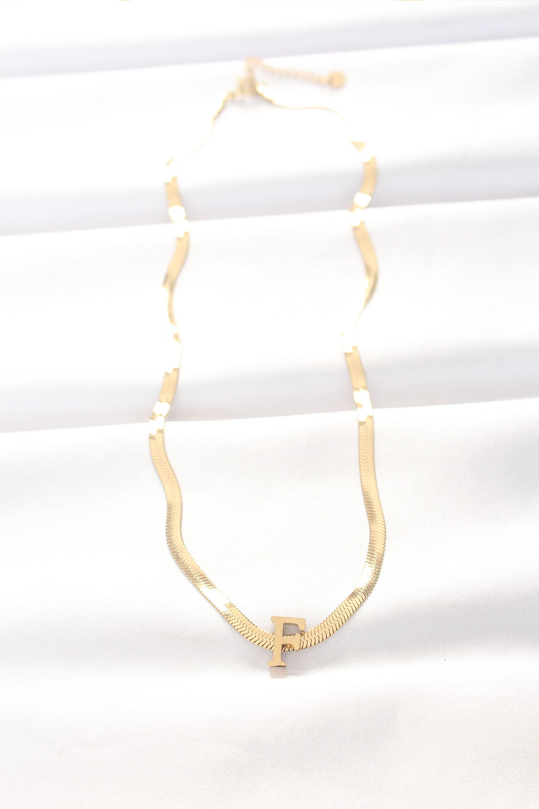 EBJ 316L Steel F Letter Gold Color Italian Chain Necklace - Cambridge