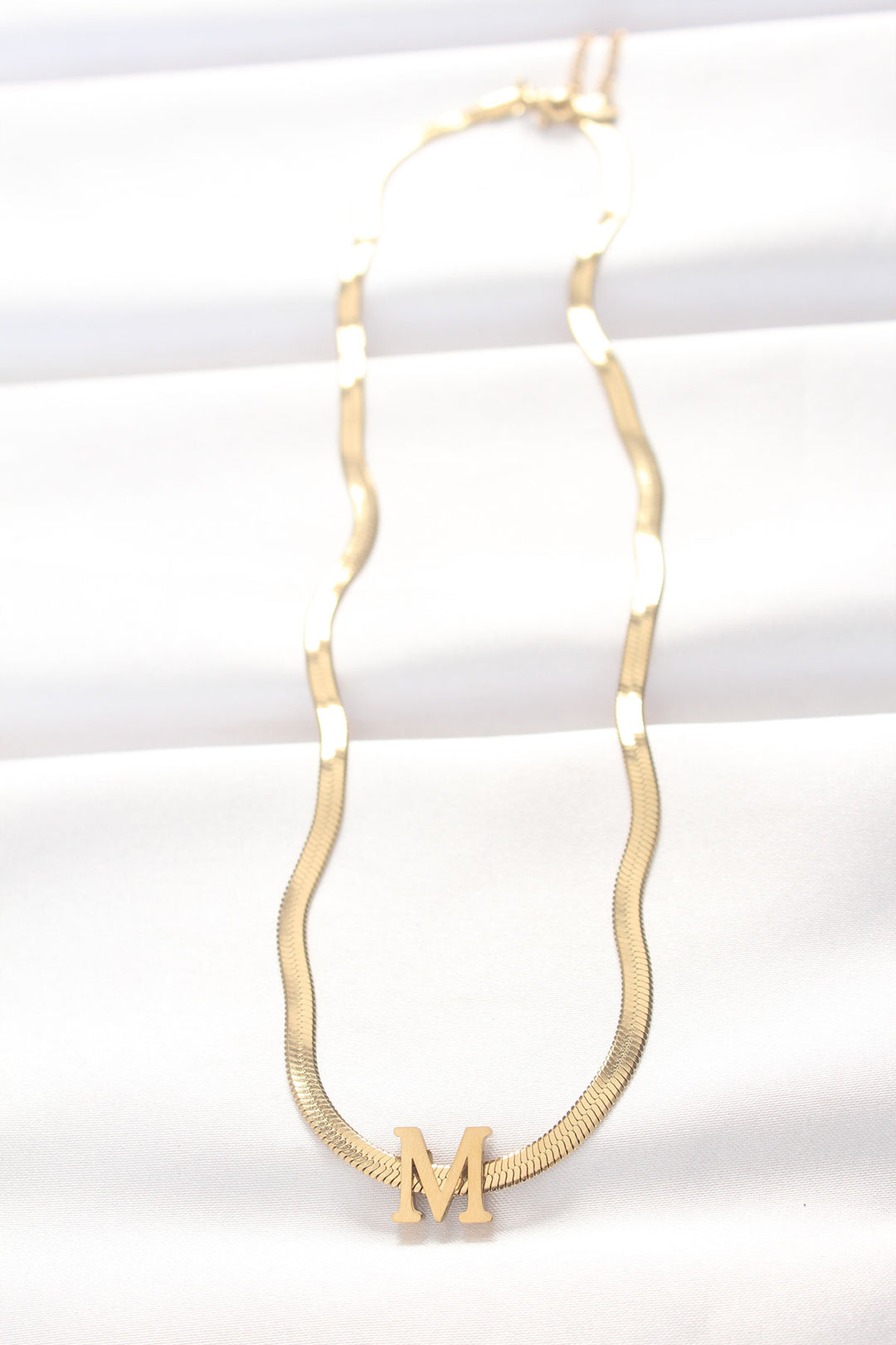 EBJ 316L Steel M Letter Gold Color Italian Chain Necklace - Syracuse