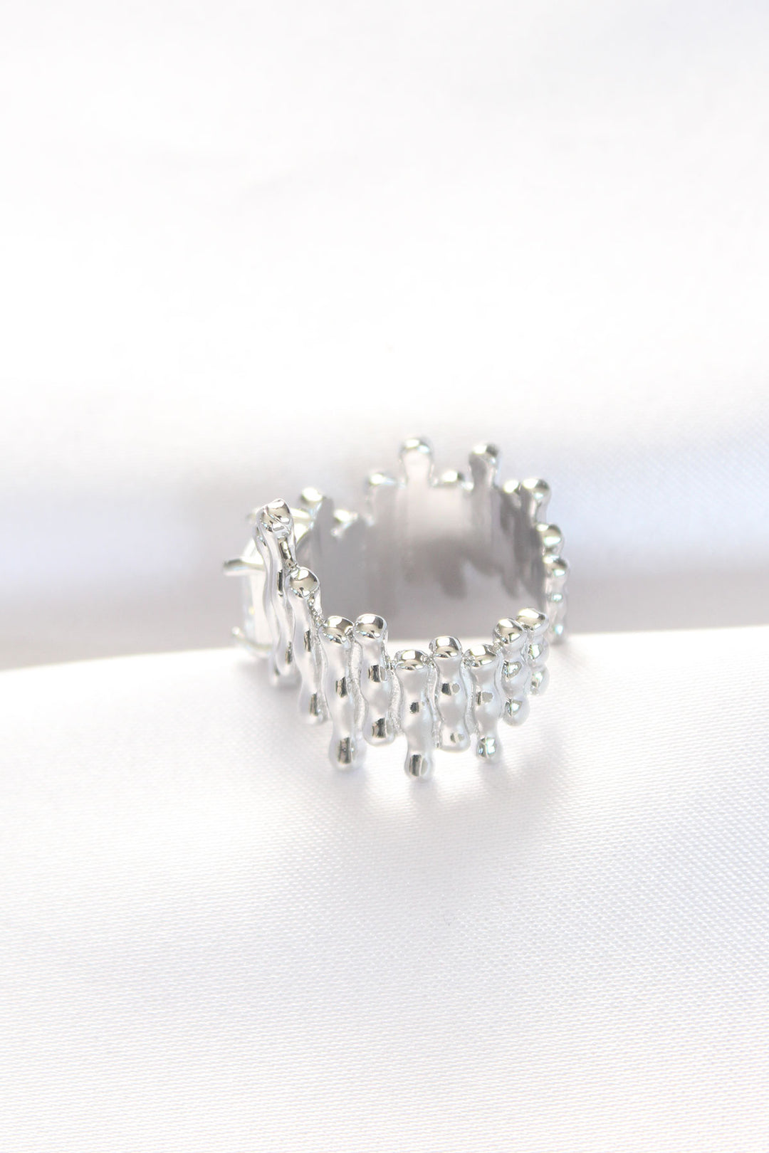 EBJ Silver Color Textured Thick Baguette Stone Design Adjustable Ring - Boulogne-Billancourt