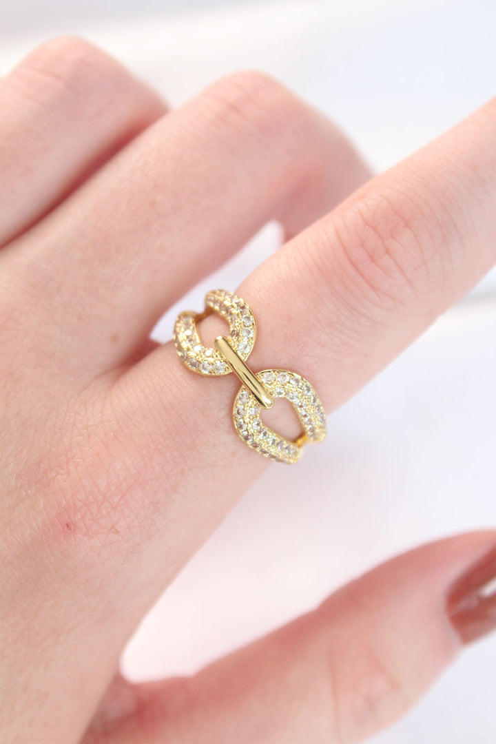 EBJ Adjustable Ring with Zircon Stone in Gold Color - Madera