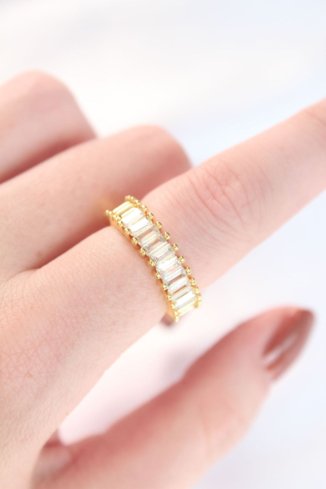 EBJ Adjustable Ring with Sequential Baguette Stone Gold Color - Amarante