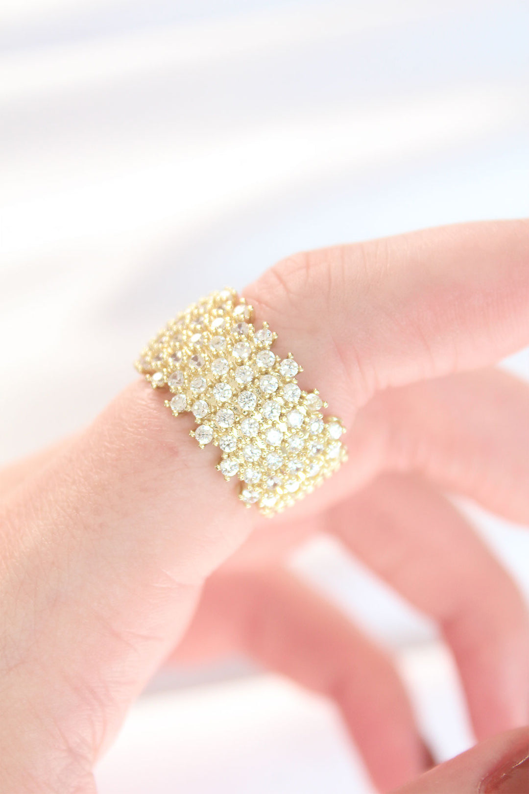 EBJ Zircon Stone Coated Gold Color Adjustable Thick Ring - Shakhtarsk
