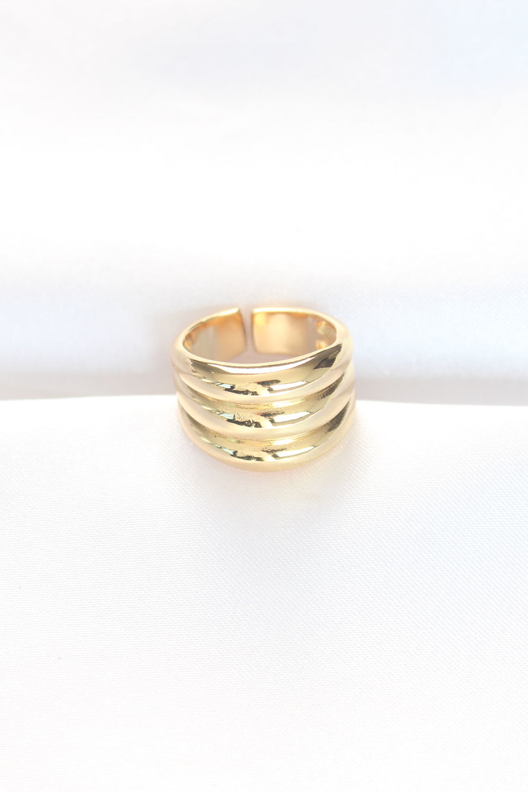 EBJ Gold Color Adjustable Striped Dome Ring - Swadlincote