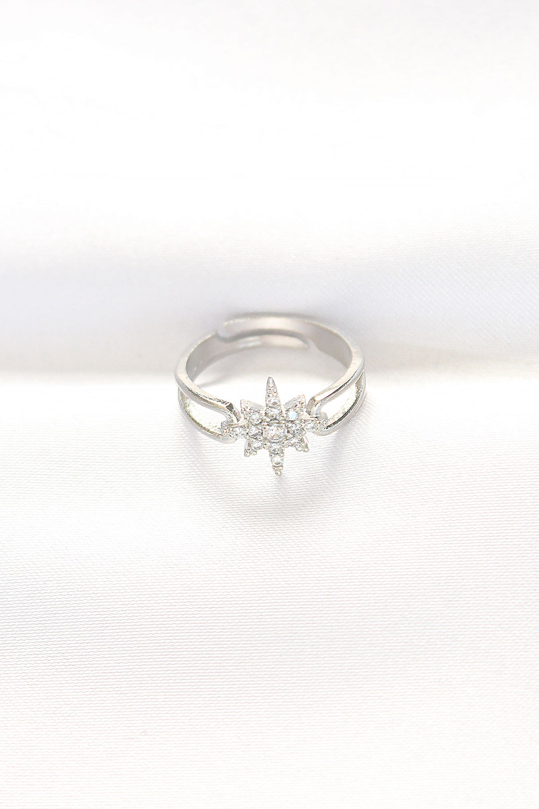 EBJ Silver Color North Star Adjustable Ring with Zircon Stone - Ripollet